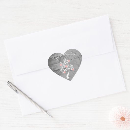 Roze Valentijn Hearts Tree Sticker (Envelop)