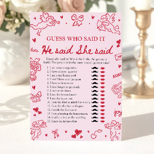 Roze valentijn hij zei zij zei bruids douche spel kaart