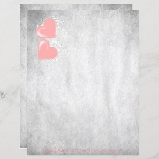 Roze Valentijn hoort gepersonaliseerde papieren bl (Voorkant / Achterkant)