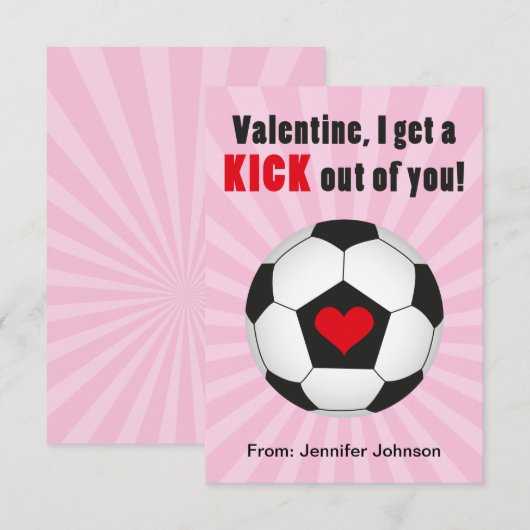 Roze Valentijn-kaarten voor voetzoekers in de klas Kaart (Voorkant / Achterkant)