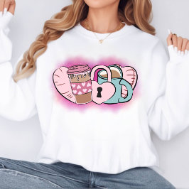 Roze Valentijn Koffie Mok Doodle Sweatshirt