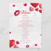Roze Valentijn Kus de  Bruiloft Bridal Shower fees Menu (Voorkant)
