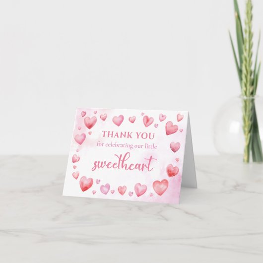 Roze Valentijn liefje verjaardag bedankkaart (Voorkant)