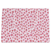 Roze Valentijn Love Heart patroon Groot Cadeauzakje (Voorkant)