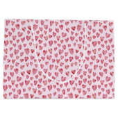 Roze Valentijn Love Heart patroon Groot Cadeauzakje (Achterkant)
