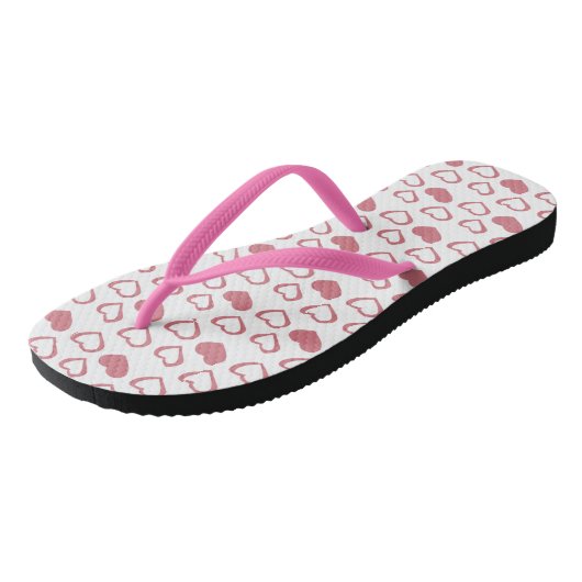 Roze Valentijn Love Pattern Teenslippers (Schuin)
