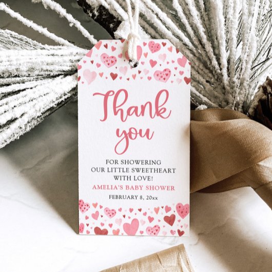 Roze Valentijn meisje kleine schat lieve baby show Cadeaulabel