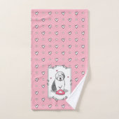 Roze Valentijn Oud Engels Sheepdog Dog Grey 1 Fun Bad Handdoek (Handdoek)