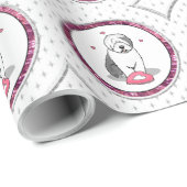 Roze Valentijn Oud Engels Sheepdog Dog Grey 1 Fun Cadeaupapier (Rol Hoek)