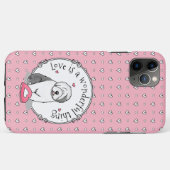 Roze Valentijn Oud Engels Sheepdog Dog Grey 1 Fun Case-Mate iPhone Case (Achterkant (horizontaal))