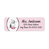 Roze Valentijn Oud Engels Sheepdog Dog Grey 1 Fun Etiket (Voorkant)