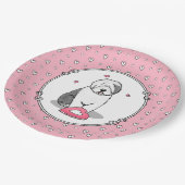 Roze Valentijn Oud Engels Sheepdog Dog Grey 1 Fun Papieren Bordje (Gekanteld)