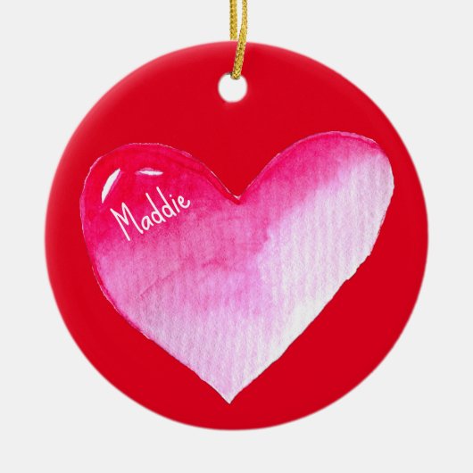 Roze valentijn pop kunst keramisch ornament (Voorkant)