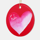 Roze valentijn pop kunst keramisch ornament (Links)