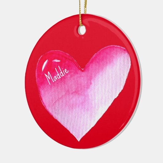 Roze valentijn pop kunst keramisch ornament (Links)