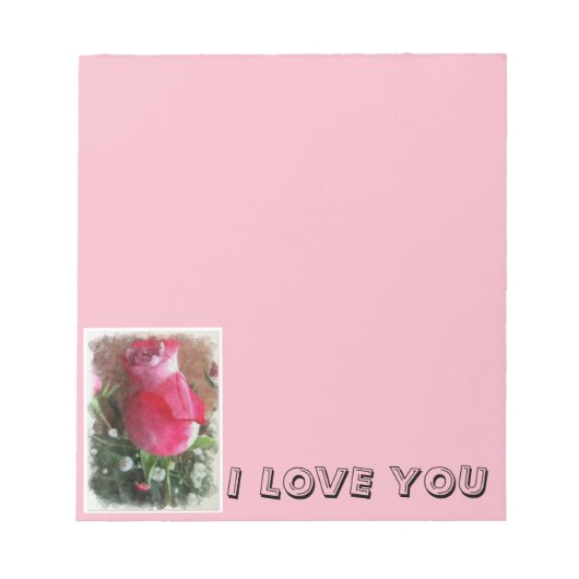 Roze Valentijn Roos Notitieblok (Voorkant)