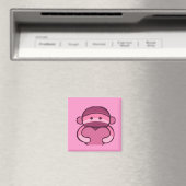 Roze Valentijn Sock Monkey Merchandise Magneet (Insitu (Vaatwasser))