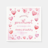 Roze Valentijn Sweetheart Verjaardag Papier Servet (Voorkant)