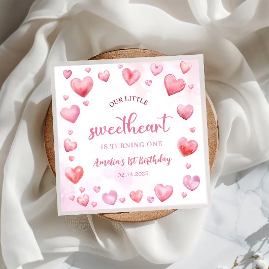 Roze Valentijn Sweetheart Verjaardag Papier Servet