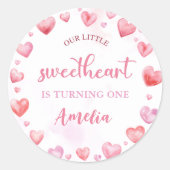 Roze Valentijn Sweetheart Verjaardag Sticker (Voorkant)
