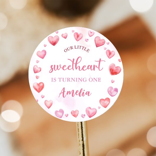 Roze Valentijn Sweetheart Verjaardag Sticker