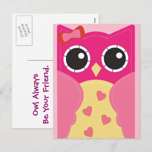 Roze Valentijn Uil Classroom Kaarten voor kinderen Feestdagenkaart (Voorkant / Achterkant)