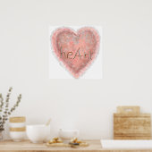 Roze Valentijn van het hart Poster (Keuken)