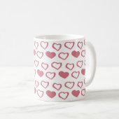 Roze Valentijn van het Heart Love Pattern Koffiemok (Voorkant rechts)