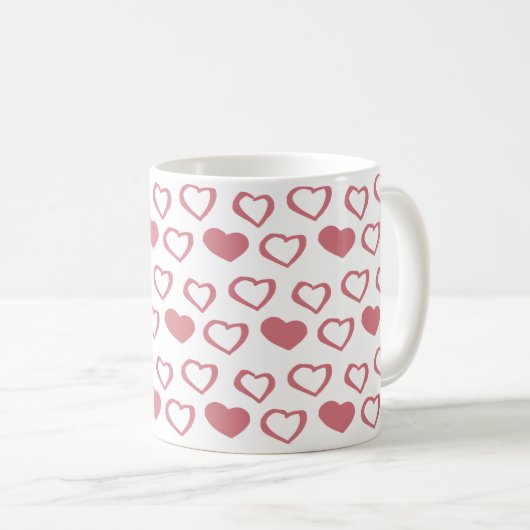 Roze Valentijn van het Heart Love Pattern Koffiemok (Voorkant rechts)