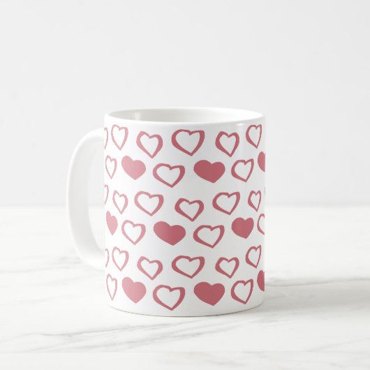 Roze Valentijn van het Heart Love Pattern Koffiemok (Voorkant links)