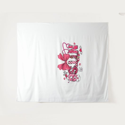 Roze Valentijn Verpleegster, Valentijn Coquette Bo Wandkleed (Voorkant (horizontaal))