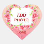 Roze Valentijn Voeg je foto toe Hart Sticker (Voorkant)