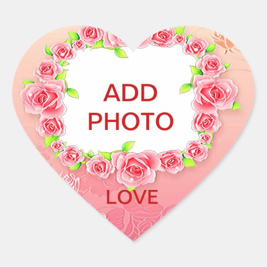 Roze Valentijn Voeg je foto toe Hart Sticker (Voorkant)