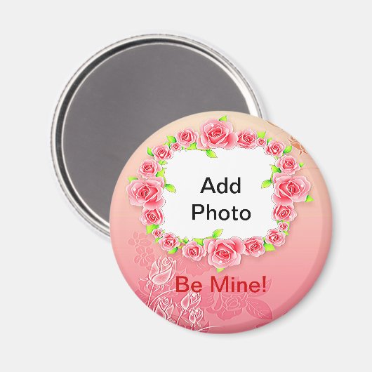 Roze Valentijn Voeg je foto toe Magneet (Voorkant / Achterkant)