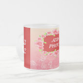 Roze Valentijn Voeg je foto toe Matglas Koffiemok (Voorkant links)