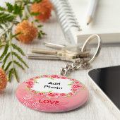 Roze Valentijn Voeg je foto toe Sleutelhanger (Zijkant)