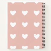 Roze Valentijn White Heart naadloze Pattern Gift Notitieboek (Achterkant)