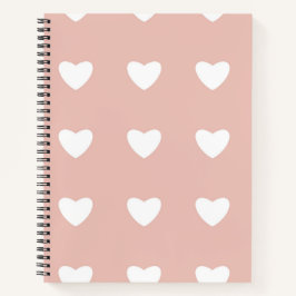 Roze Valentijn White Heart naadloze Pattern Gift Notitieboek