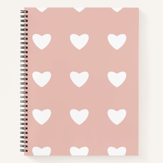 Roze Valentijn White Heart naadloze Pattern Gift Notitieboek (Voorkant)