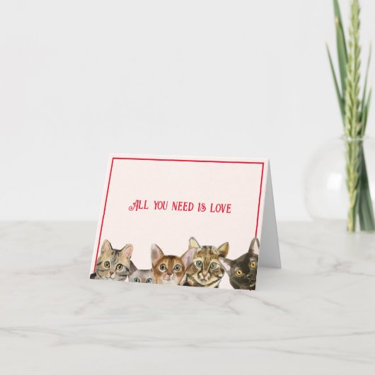 Roze Valentijnkaart van de katten Kaart (Voorkant)