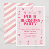 Roze Valentijn's Galentine's Girls Night Party Kaart (Voorkant / Achterkant)