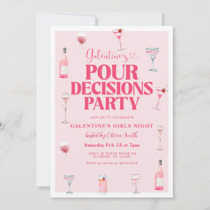 Roze Valentijn's Galentine's Girls Night Party Kaart