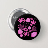 Roze Valentijns patroon Ronde Button 5,7 Cm (Voorkant /achterkant)
