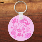 Roze Valentijns patroon Sleutelhanger (Voorkant)