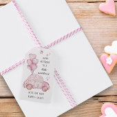 Roze Valentijns  Thema Hartballonnen en Auto Cadeaulabel