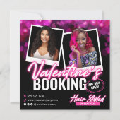 Roze Valentijnsdag Boeking Haarstylist Flyer Kaart (Voorkant)
