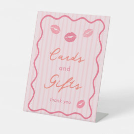 Roze Valentijnsdag Bruidsbruiloft Kaarten & Cadeau Reclamebord Met Voetstuk