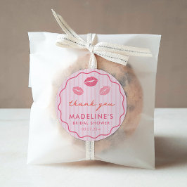 Roze Valentijnsdag Bruidsdouche Favor met Vet Lett Ronde Sticker