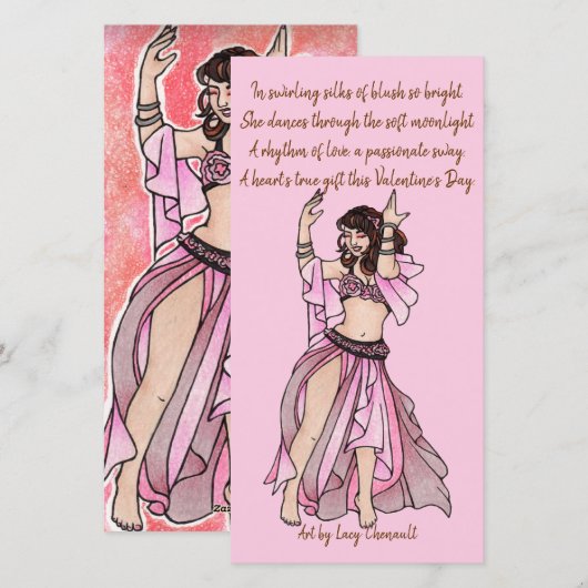 Roze Valentijnsdag Buikdanser Feestdagenkaart (Voorkant / Achterkant)