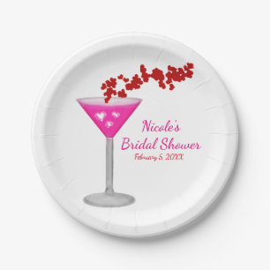 Roze Valentijnsdag Cocktail Custom Feest Papieren Bordje